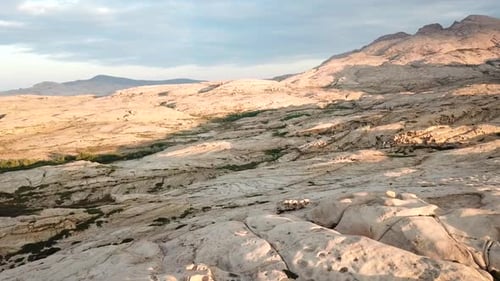 Aerial View of Sunny Desert Landscape