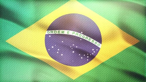 Looping Waving Brazil Flag with Realistic Fabric Texture