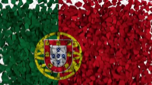 3D Portugal Flag Shatter Reveal Animation