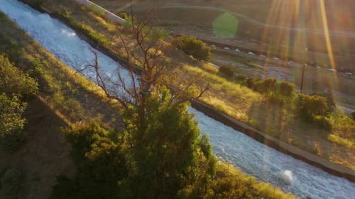 Aerial shot of some of the aqueducts that helps supply water to Los Angeles.