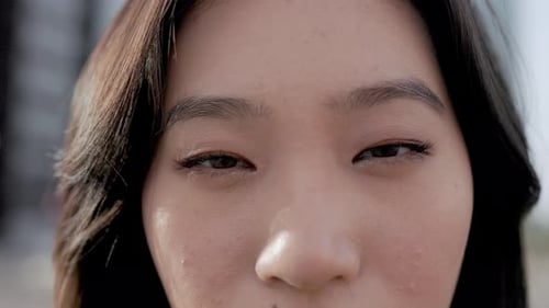 Close-up of a Person's Face Outdoors