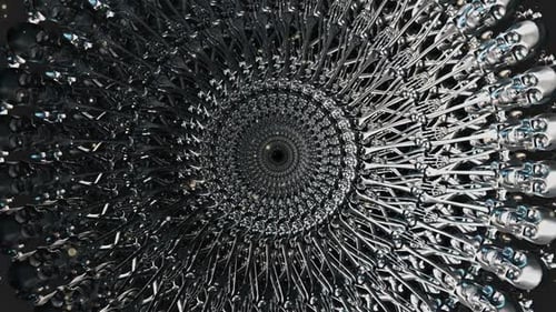 Surreal Metallic Skull and Bone Spiral Tunnel Loop