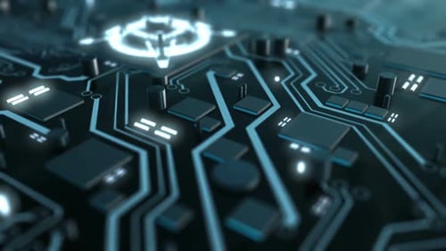 Futuristic Digital Circuit Board Technology Animation