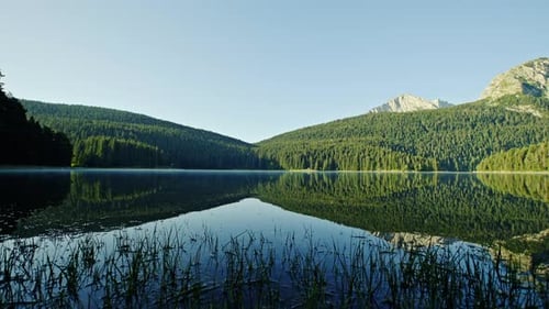 Early Morning View of a Tranquil Mountain Lake - Mount Durmitor, Black Lake