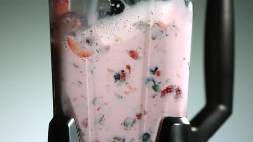 Close Up of Fruit Smoothie Being Blended