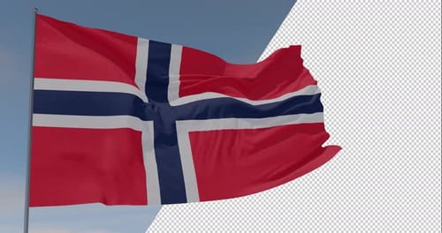 Realistic Norway Flag Waving Animation with Alpha Channel