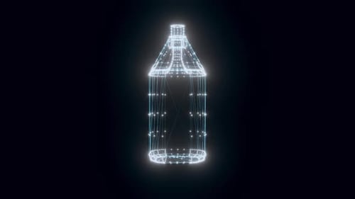 Rotating Wireframe Bottle and Jug Hologram Loop