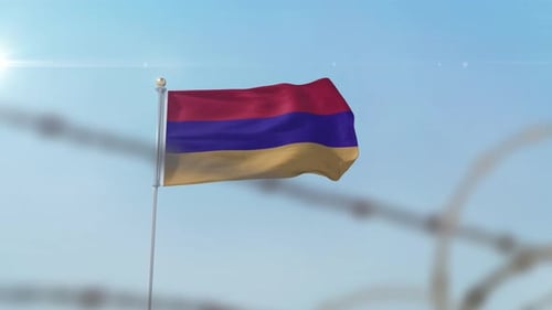 Drapeau arménien derrière la frontière