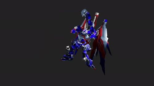 Animated Futuristic 3D Robot Mech Model Rotation