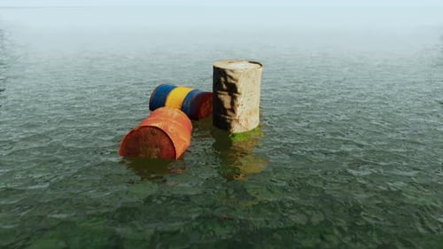 Industrial Oil Waste Left in the Sea