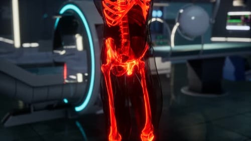 3D Human Skeleton Scan in Futuristic Medical Laboratory Animation