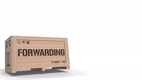 Wooden Crate with Printed FORWARDING Text
