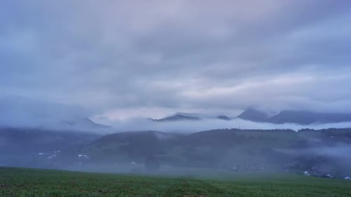 Misty Green Mountains Landscape