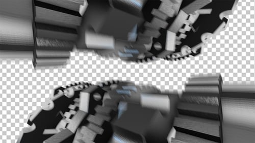 3D Metallic Gear Wheel Industrial Transition Reveal