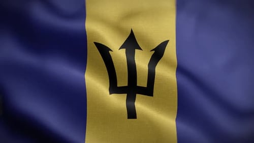 Barbados Flag Waving Seamless Loop Animation