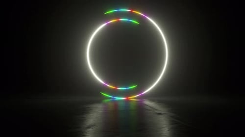 Circle stage multicolored neon light