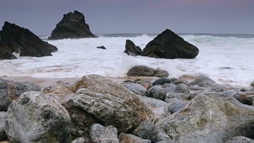 Ocean Surf on the Black Rocks