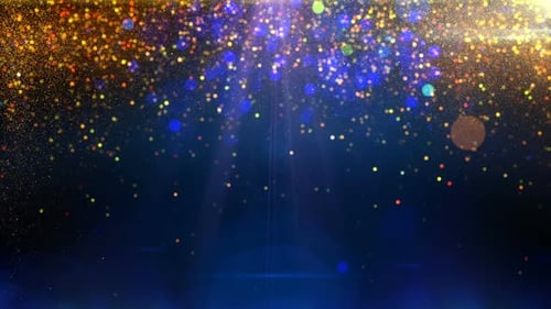 Festive Gold Blue Glitter Particles Falling Loop Background