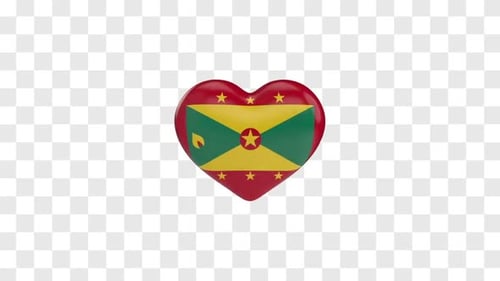 Rotating Grenada Flag Heart 3D Animation