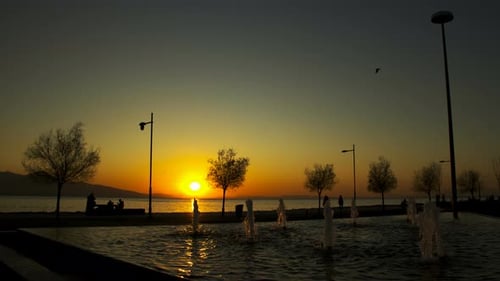 Menschen Silhouette Und Sonnenuntergang Und Meer 3