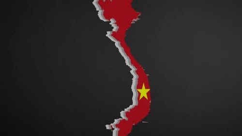 Animated 3D Map of Vietnam with National Flag