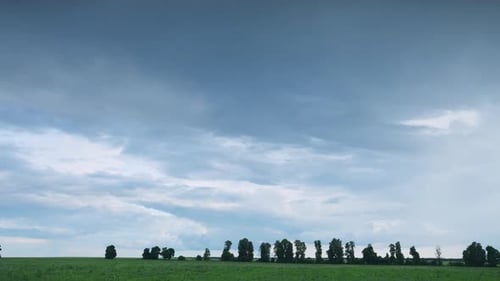 Dramatisch Himmel mit Wolken am Horizont über dem ländlichen Landschaftsfeld