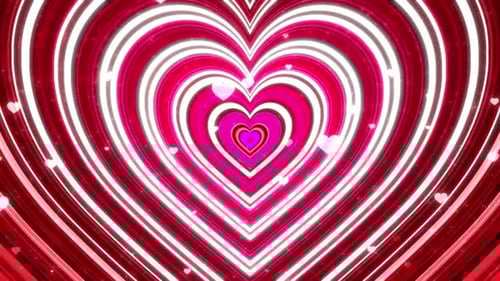 Seamless Loop of Abstract Glowing Heart Tunnel Animation