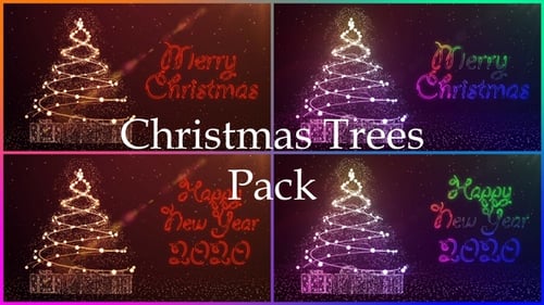 Colorful Glowing Christmas Tree and New Year Text Animation Pack