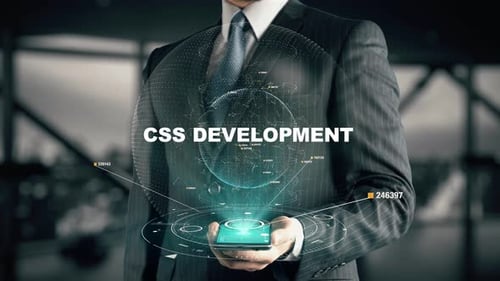 Businessman with CSS Development Hologram Concept