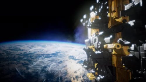 3D-Rendering von Raumschiffen im Weltraum