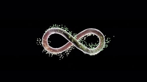 Abstract Infinity Symbol with Flowing Particle Aura