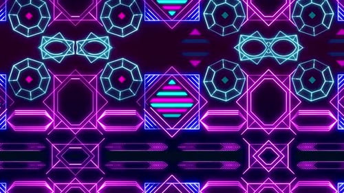 Abstract Neon Geometric Pattern Looping Background