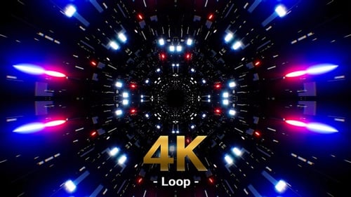 Red Blue Particle Light Sci Fi Passage 4K