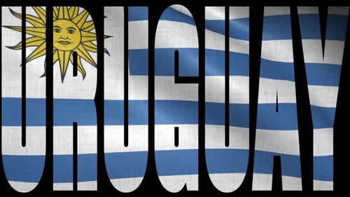 Waving Uruguay Flag in Bold Text Animation
