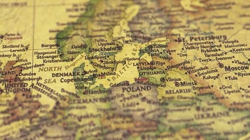 Detailed Close-Up of a World Map