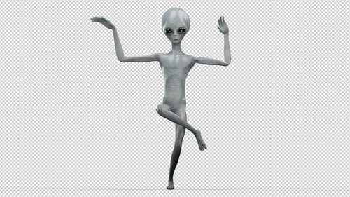 3D Gray Alien Character Dance Loop Animation