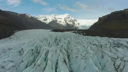 Svinafellsjokull Glacier and Mountain. Iceland. Aerial View