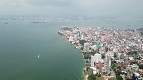 Fishing boat move at Straits of Malacca at George Town