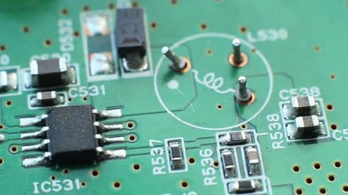 Close Up of Green Electronic Circuit Board