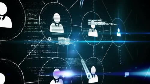 Digital Network Connection Animation with People Icons