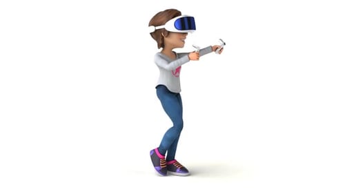 3D Animated Character Walking in Virtual Reality Headset