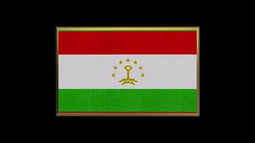 3D Tajikistan Flag Animation with Golden Frame Rotation