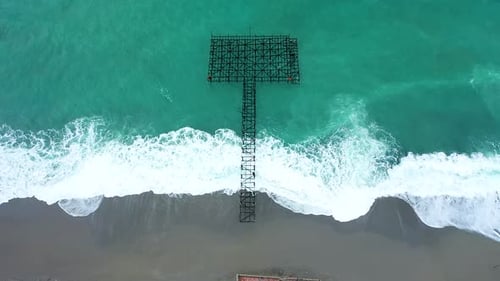 Storm at Sea in Winter Alanya Turkey Filmed on a Drone