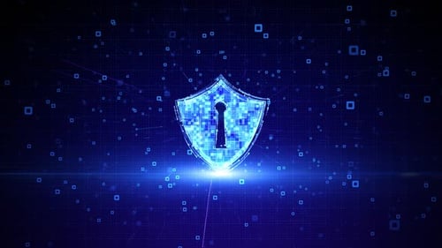 Digital Security Shield Keyhole Technology Background Animation