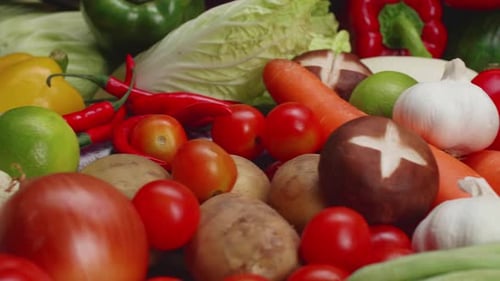 Fresh Vegetables Close Up Panning Shot
