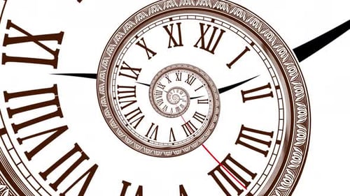 Unendliche Zeit Spiralen Uhr Animation. Infinity-Life-Konzept. Droste-Effekt