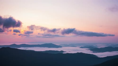 Timelapse. Dynamic Sky in Mountain During Dawn
