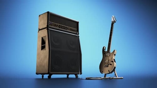 Realistic 3D Electric Guitar and Amplifier Light Reveal