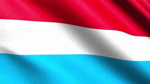 Waving Luxembourg Flag Close Up in Wind