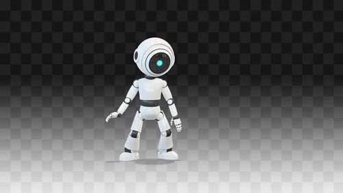 Modern 3D Robot Character Animation Performing Various Actions